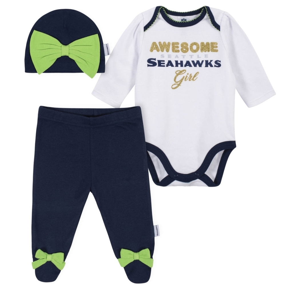 NFL Baby Girls Seattle Seahawks 3-Piece Set